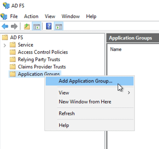Figure 5: Screenshot of contextual menu that appears when right clicking on Application Groups