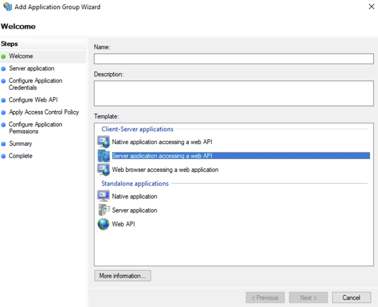 Figure 6: Screenshot of the Template options