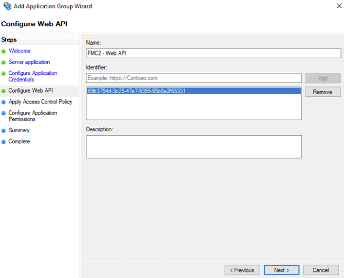 Figure 9: Screenshot of the Configure Web API step and entering the client ID saved from earlier