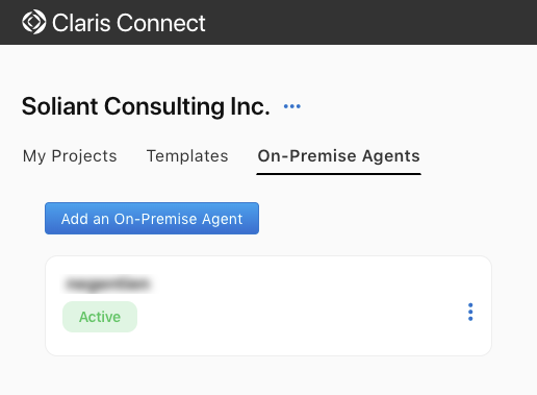 Screenshot of the active On-Premise Agent