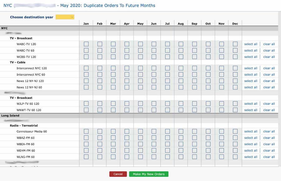 Screenshot of the grid interface for the batch order duplicator tool