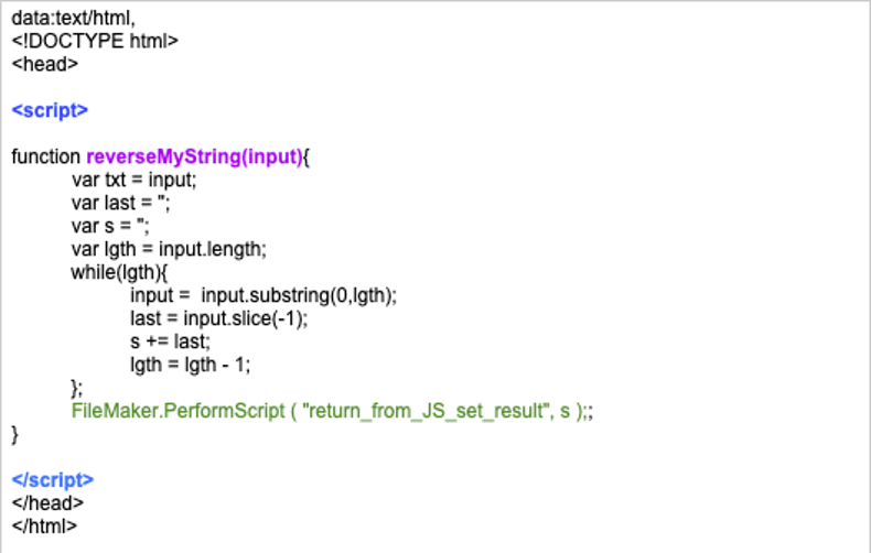 Screenshot of the script function