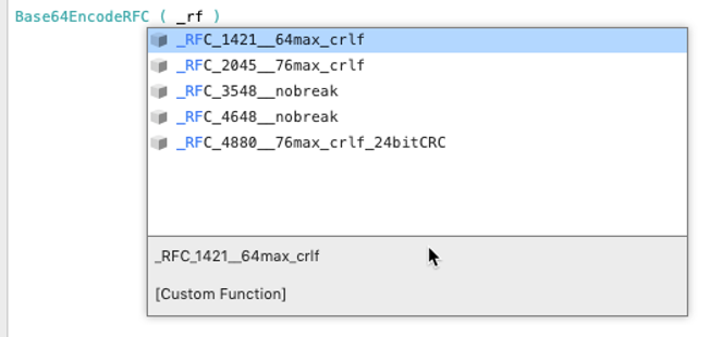 Screenshot of RFC number for Base64 Encoding function
