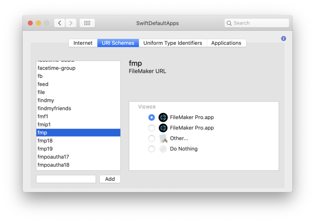 Screenshot of SwiftDefaultApps pref pane