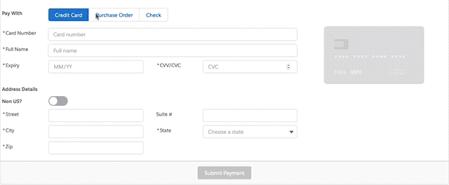 Animated GIF showing the PaymentForm Salesforce Lightning web component