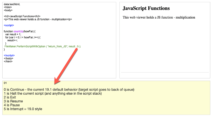 Screenshot showing the parameters for the new JS function