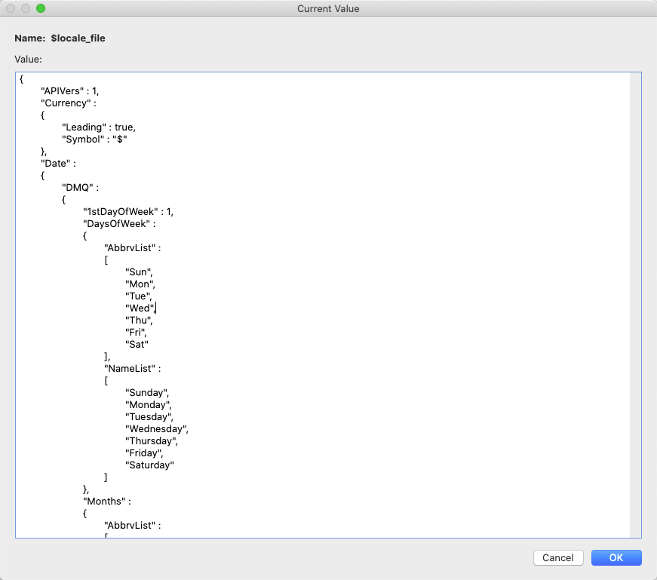 Screenshot showing how the new Get() functions returning a JSON object with info about the client's system's locale or file locale