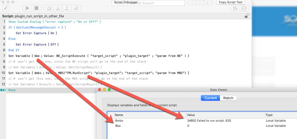 Screenshot of the Script Debugger and Data Viewer