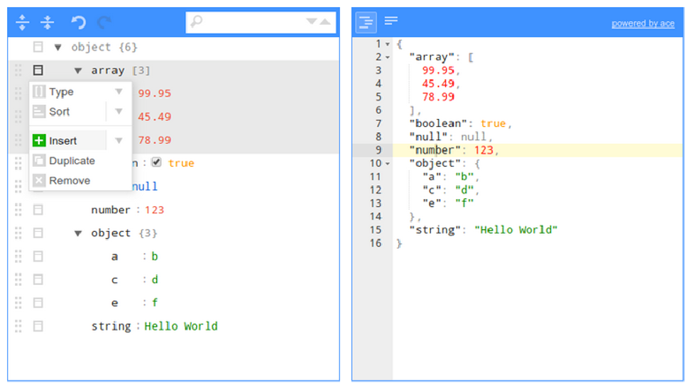 JSONEditor broswer-based tool to view, edit, format, and validate JSON.