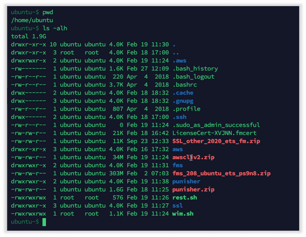 Photo of the list of files including the file sizes