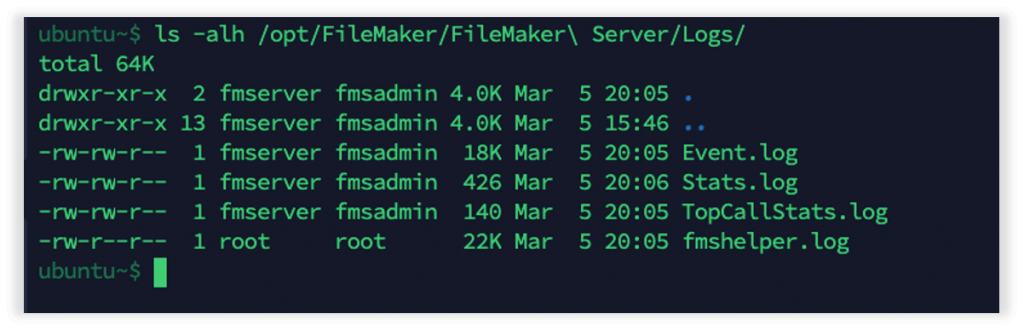 Photo of the FileMaker Server logs