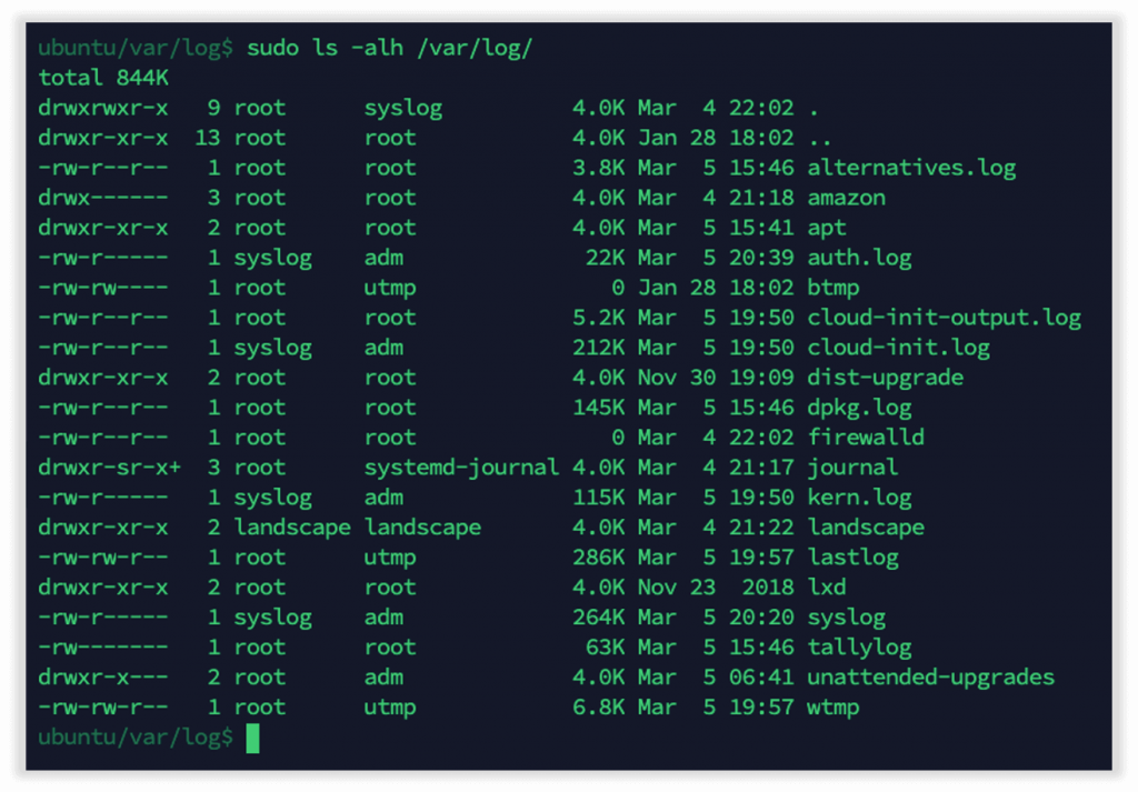 Photo of the Ubuntu var log