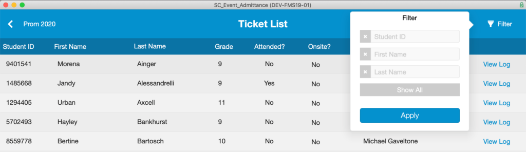 Options for filtering the Ticket List when the