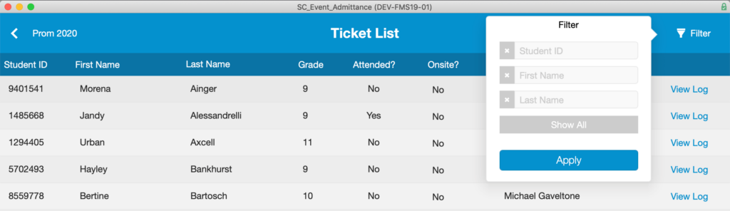 Options for filtering the Ticket List when the 