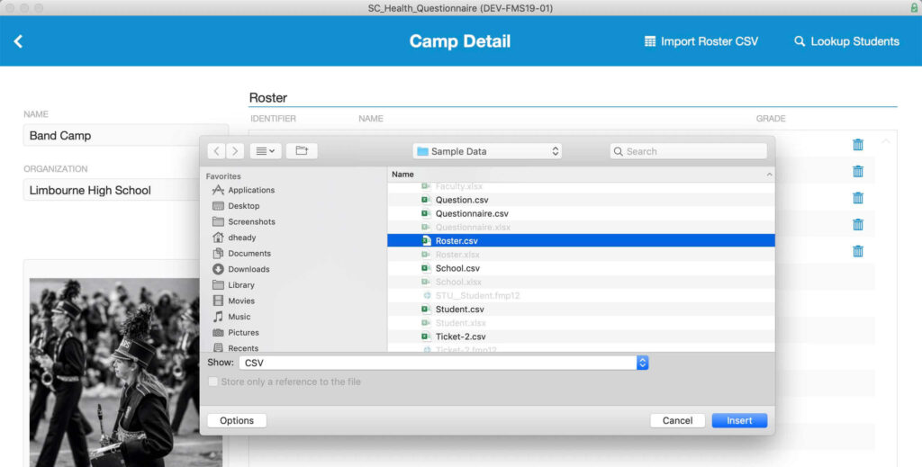 Select the CSV file to be imported and then click the 