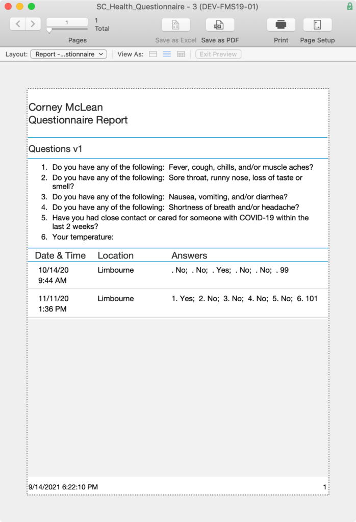 Student Questionnaire Report