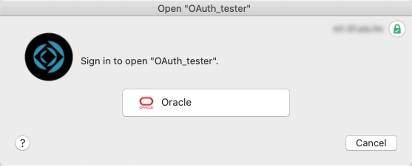 Photo showing the Oracle button to use for logging into the FileMaker file.