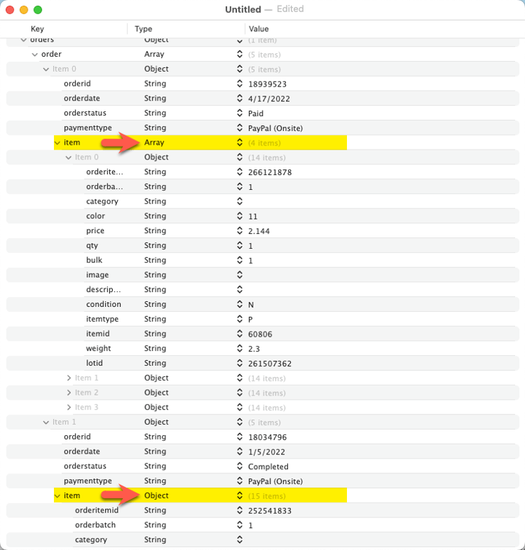 Using a JSON object