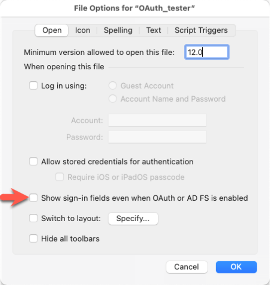 File Options window highlighting the 