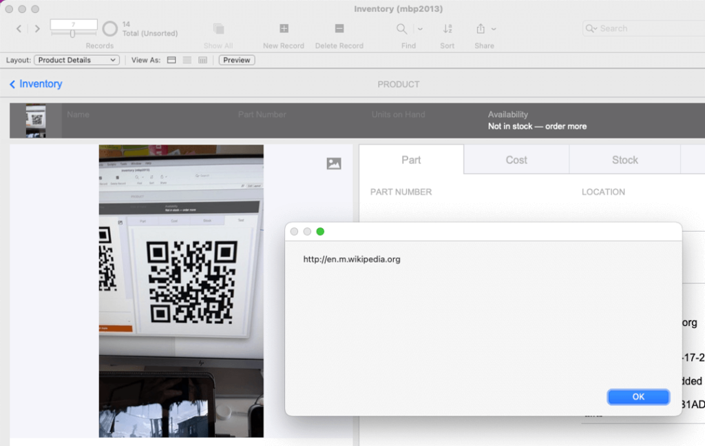 Showing the ReadQRCode function working with a source that is a picture that contains a readable QR code