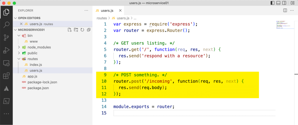 Add an endpoint to the users.js file in the routes folder