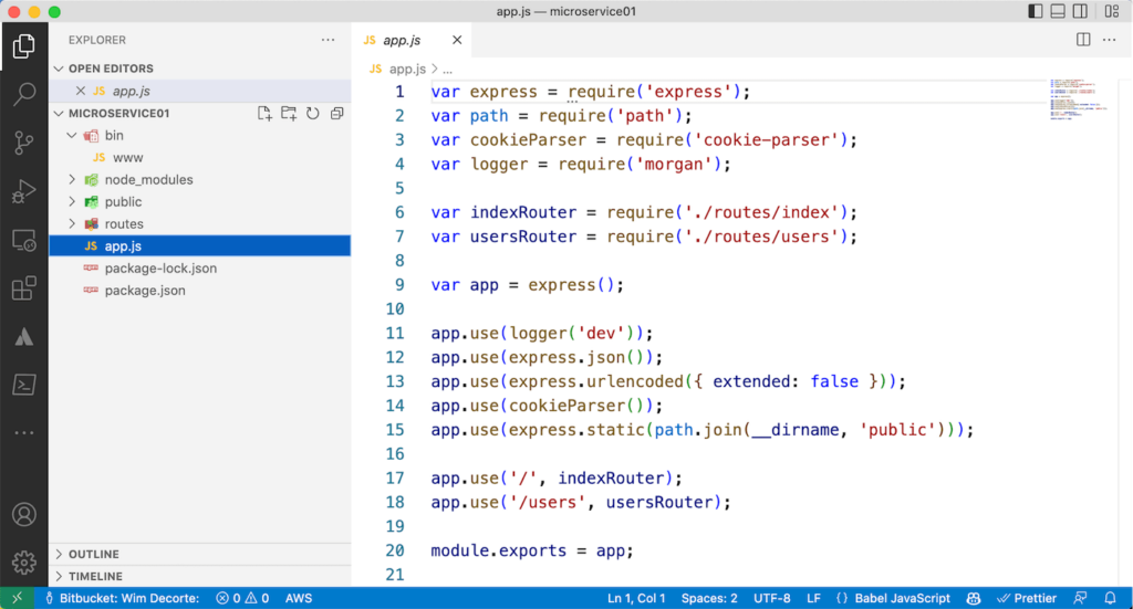 Select apps.js file in the routes folder