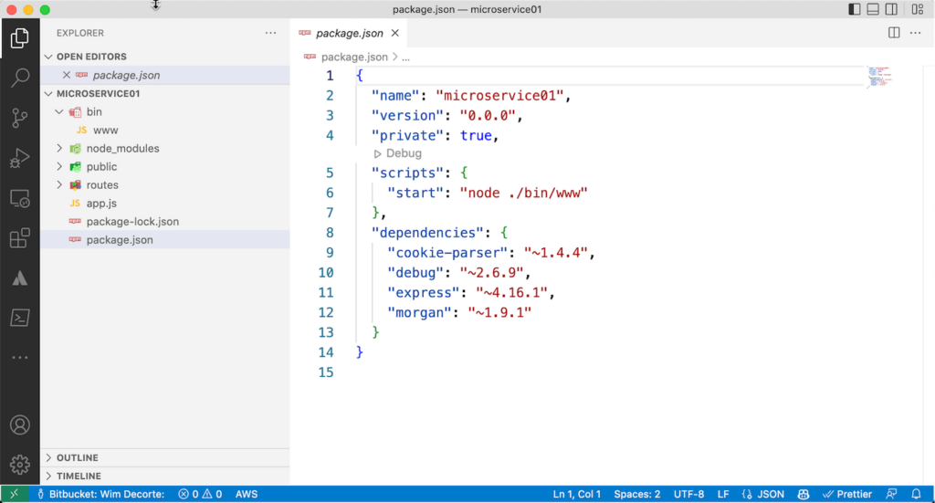 Lines 17 and 18 specify the routes that the microservice will respond to when it inspects the URL