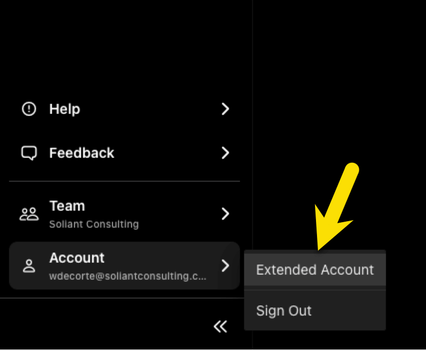 Select 'Extended Account' from 'Account' in the lower left section