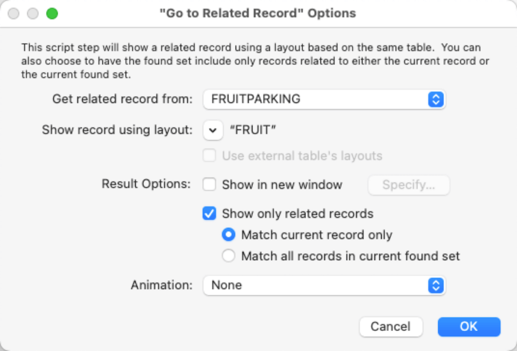 Reverse the script to Get related record from Fruitparking to Fruit to do the reverse