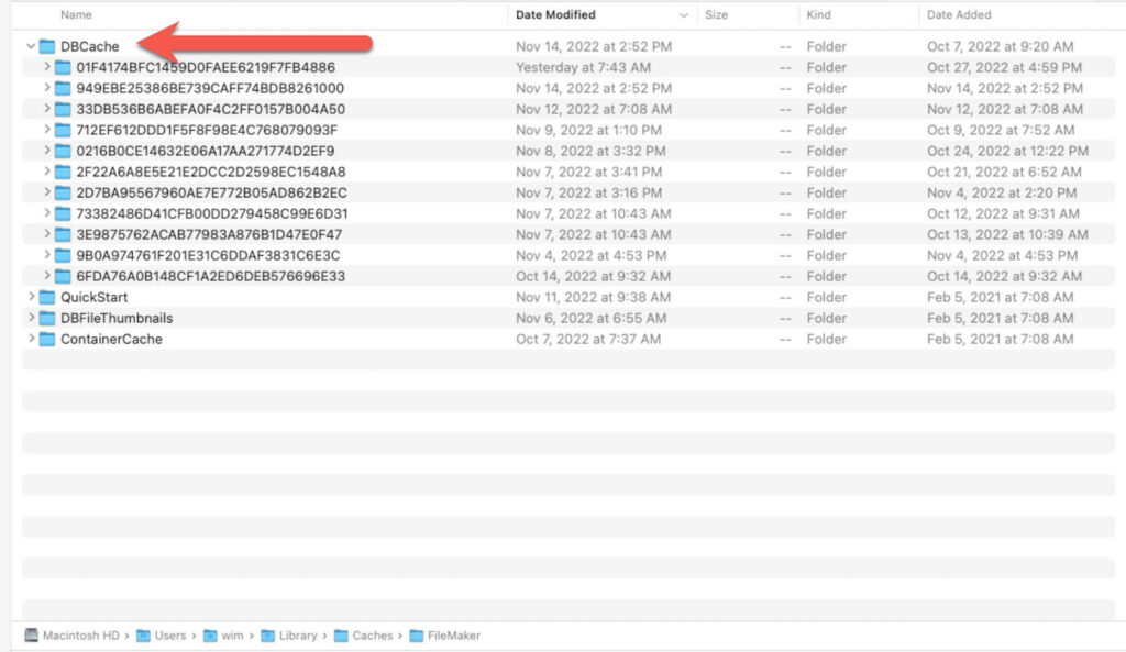 DBCache location in macOS