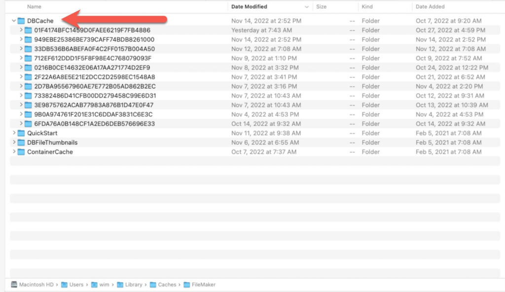 DBCache location in macOS