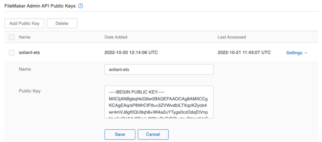 Using FileMaker Admin API Public Keys to upload the public key