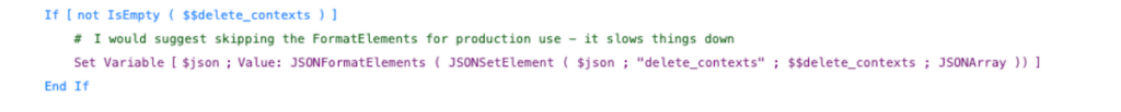 Screenshot of the event handler script where a section is incuded to add the array to the JSON produced by the OnWindowTransaction event