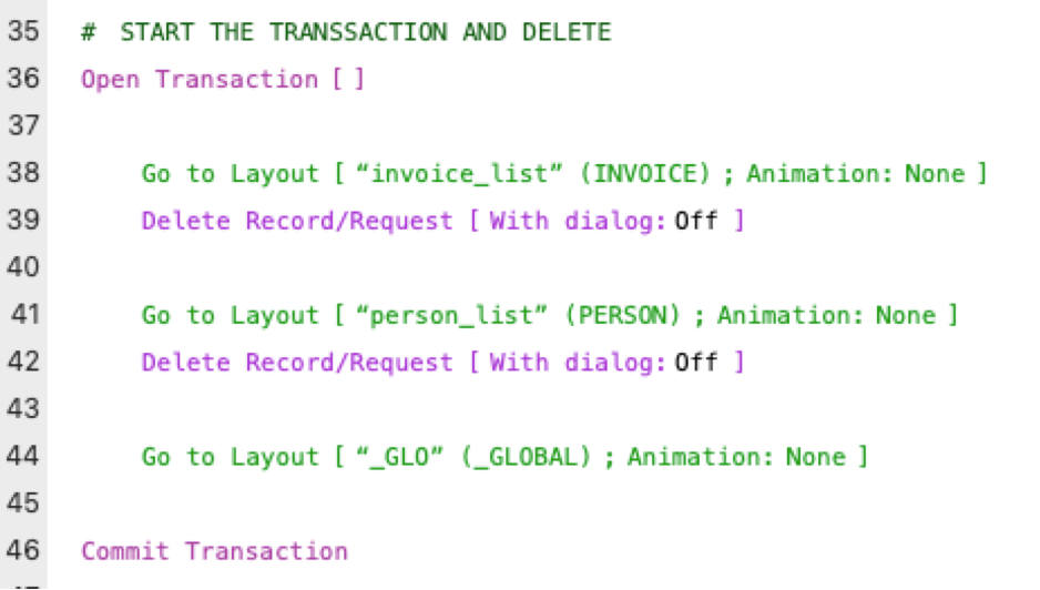 Screenshot of when the transaction ends with Commit Trasction