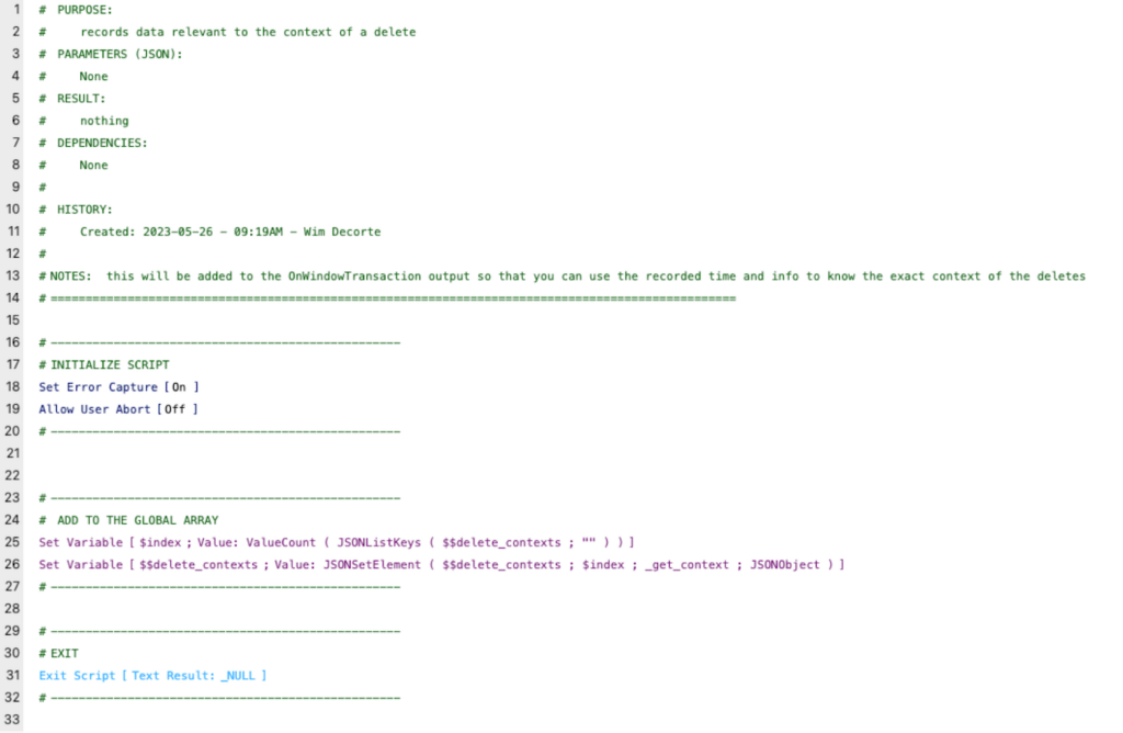 Screenshot of the script where Line 26 call the custom function