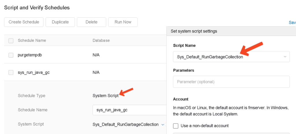 Script Name highlighted for System Script