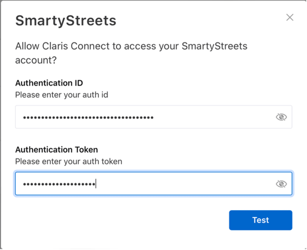 Logging in to Claris Connect when testing the connector
