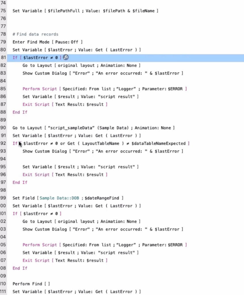Example of a script