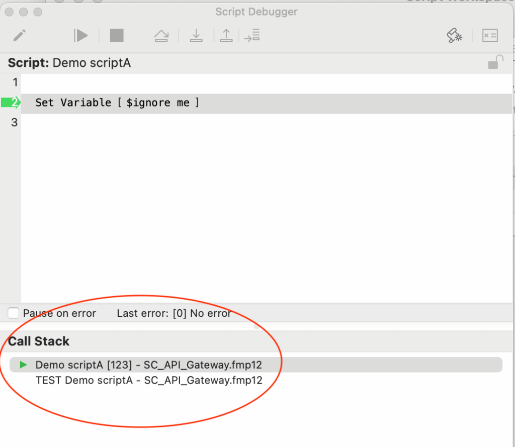 Set of scripts that are being executed at any given point in time in FileMaker