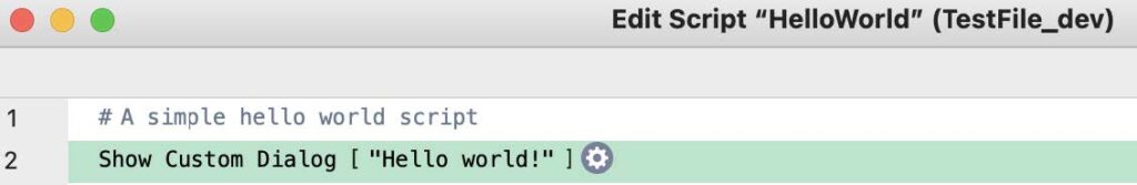 Script created in the DEV file