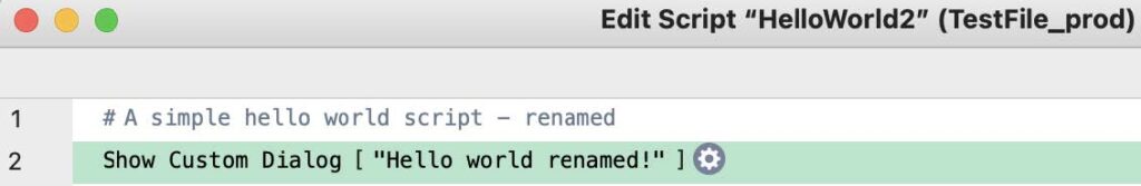 Upgraded script created in the DEV tool