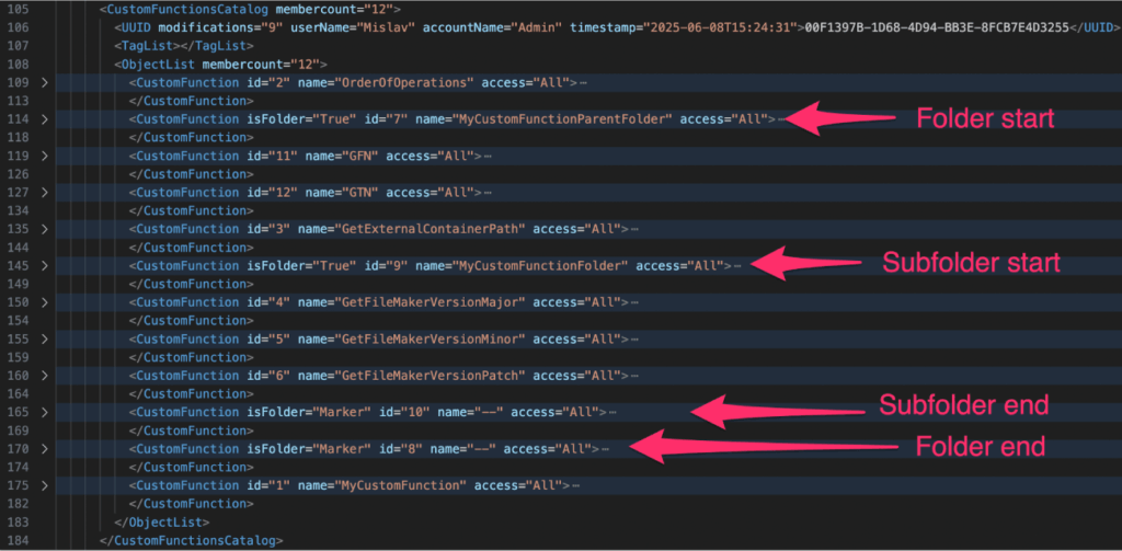 SaXML generated with FileMaker 22