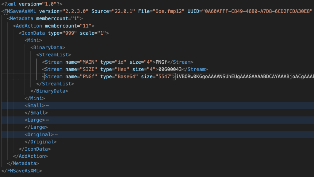 Custom app icon now included in the XML output.