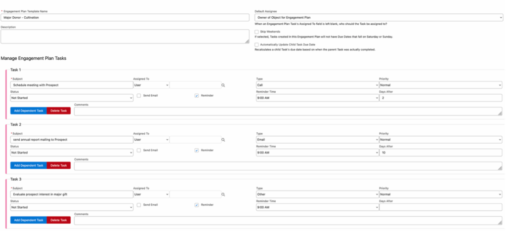 Example of one engagement plan