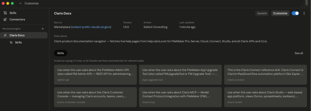 Customize Claris Docs plugin