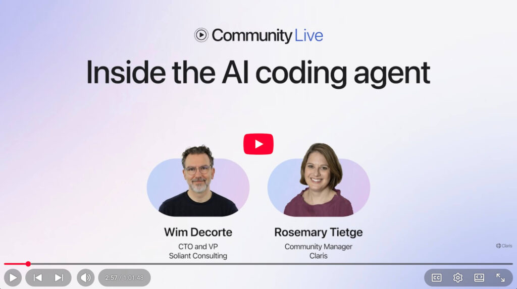 Claris Community Live 49: Inside the AI code agent